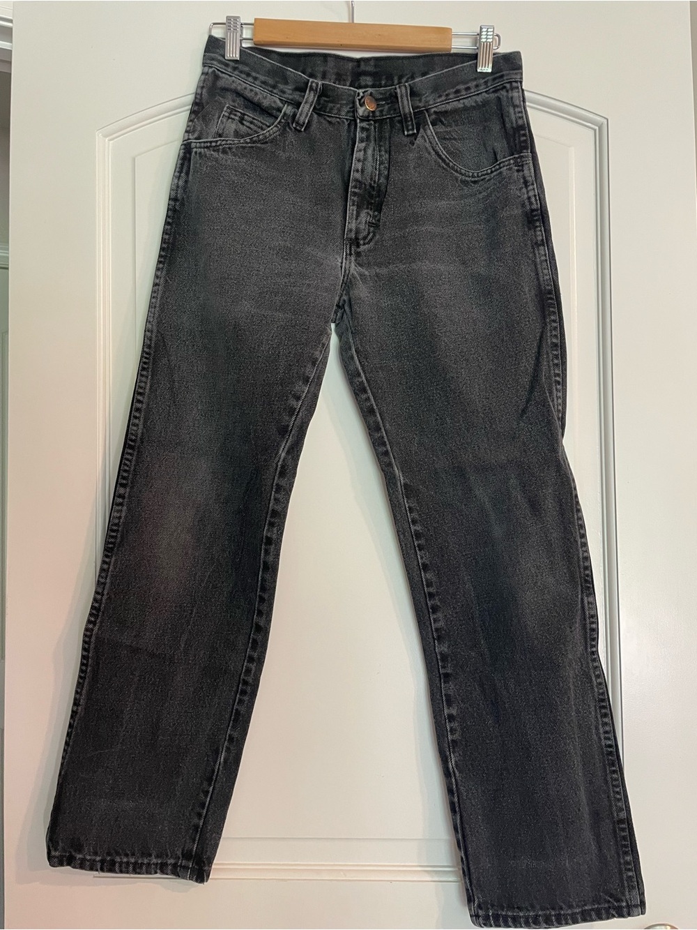 Men's Vintage Rustler Straight Black Jeans Classic 30 x 30